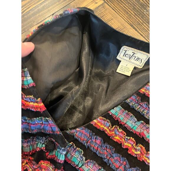 VTG Tantrums Vest Women Large Colorful Grunge Art to Wear Adjustable Patchwork - Picture 6 of 6